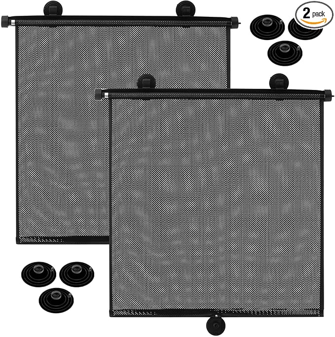 Blosssound 2 Pack Car Side Window Sun Shades Extra Wide Retractable Window Shades for Car Blocks Heat Roller Sunshade Visor for UV Rays Glare Protection Accessories (19.6 × 23.6 Inch)