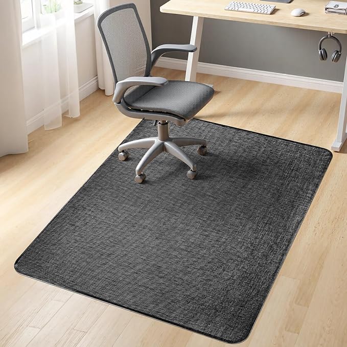 Sycoodeal Office Chair Mat for Hardwood & Tile Floor,Computer Gaming Chair Mat for Rolling Chairs Non-Curve, Anti-Slip, Heavy Duty Floor Protector for Home Office,Dark Black (48" x 55")