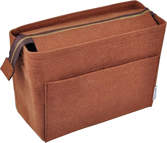 Vercord Felt Zipper Handbag Tote Purse Duffel Backpack Organizer Insert Coffee Small