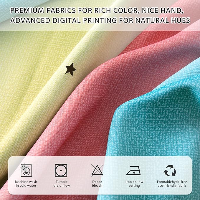 XiDi 90 Inches Curtains for Girls Bedroom 2 Panels Set, Blackout Rainbow Curtains for Kids Room Decor, Unicorn Wall Decals Drapes for Little Girl Nursery Room Pink Blue Yellow 34 Inches Wide