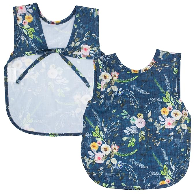 BapronBaby Boho Floral Bapron - No Neck Tie Safer Bib for Baby & Toddler - Soft Waterproof Stain Resistant - Machine Washable - Sz Baby/Toddler 6m-3T