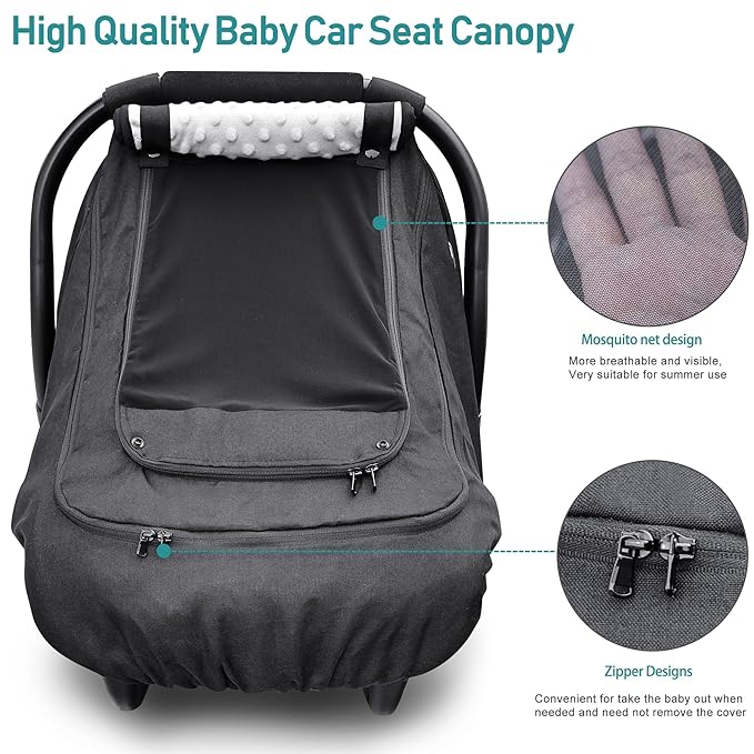 Waterproof Baby Car Seat Cover，YVMVDV Patented Cold Weather Carseat Cover for Babies,Infant Car Seat Cover Canopy for Boy Girls,Windproof Car Seat Canopy, Keeps Babies Warm and Cozy Black