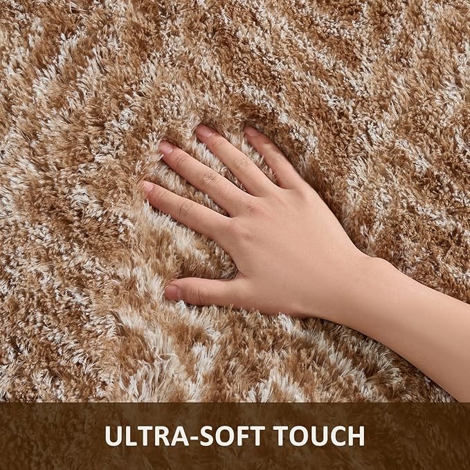 Ophanie Area Rugs for Bedroom Living Room,Color Brown and White,Size 9' x 12',Shape Rectangular