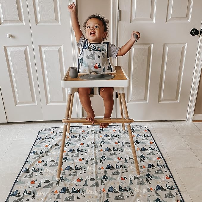 BapronBaby Adventure Awaits Splash Mat - Waterproof Catch-All for Under High Chairs, Floors, Tables, Playtime or Arts & Crafts - Machine Washable - 45" x 45”
