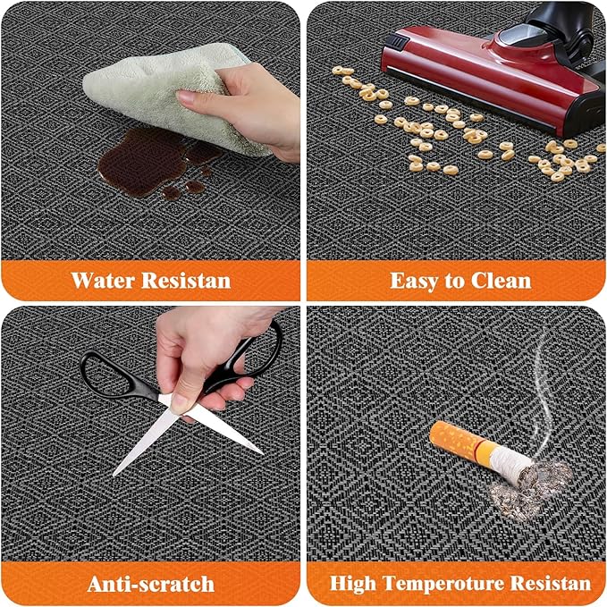 KMAT Office Chair Mat, 47x47in Heavy Duty Hardwood/Tile Floor Protector, Floor Mat Computer Desk Mat for Rolling Chairs, Work, Study, Office, Black