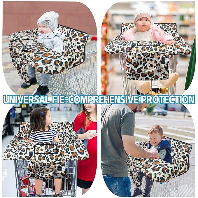 Shopping Cart Cover for Baby,2-in-1 High Chair Cover Soft,Portable, and Machine Washable,Comfortable Cotton Seat Pad with Safety Harness and Portable Cloth Bag,Fits All Supermarkets and Restaurants