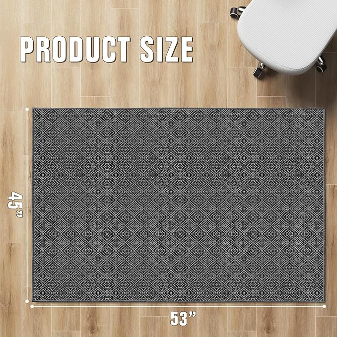 KMAT Office Chair Mat, 45x53in Heavy Duty Hardwood/Tile Floor Protector, Floor Mat Computer Desk Mat for Rolling Chairs, Work, Study, Office, Black