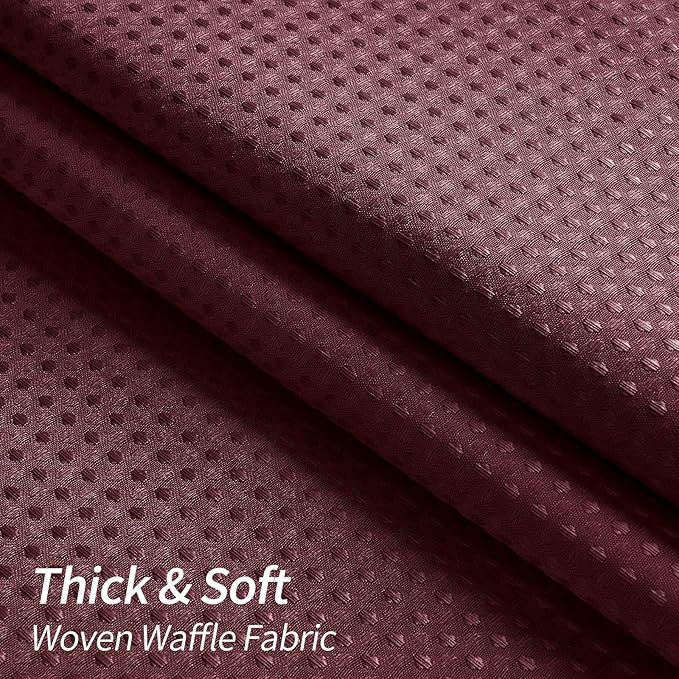 MitoVilla Burgundy Waffle Fabric Shower Curtain, Modern Waffle Weave Textured Shower Curtains for Luxury Bathroom Decor, Wine Red Heavy Bathroom Shower Curtain, 72 x 72