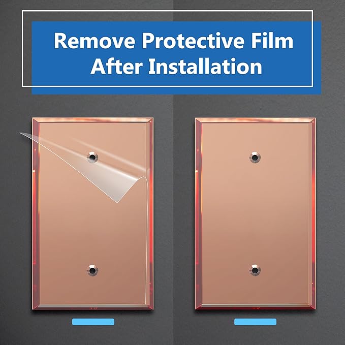 LIDER Reflective Acrylic Blank Device Wall Plate, Mirrored Cover Plate, Plexiglass Wall Plate, Acrylic Glass, Oversized 1-Gang 5.25" x 3.44", LWP-01O-AGD, Rose Gold