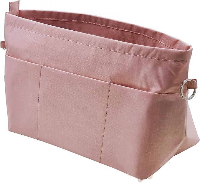 Time Wing Handbag Tote Purse Organizer Insert Bag Liner Shaper Pocketbook Divider Zipper 11 Pockets Compartments Small Pink