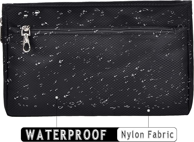 Vercord Expandable Nylon Handbag Purse Organizer Insert Liner Shaper Bag in Bag Black Medium