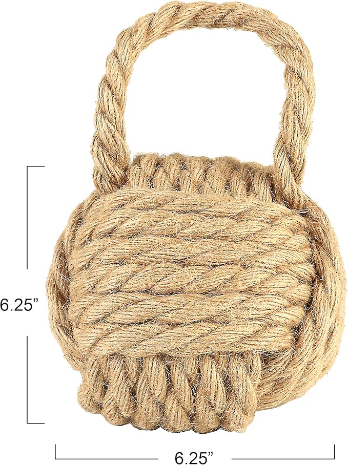 Creative Co-Op Nautical Rope Knot Decorative Cotton Door Stop, Natural