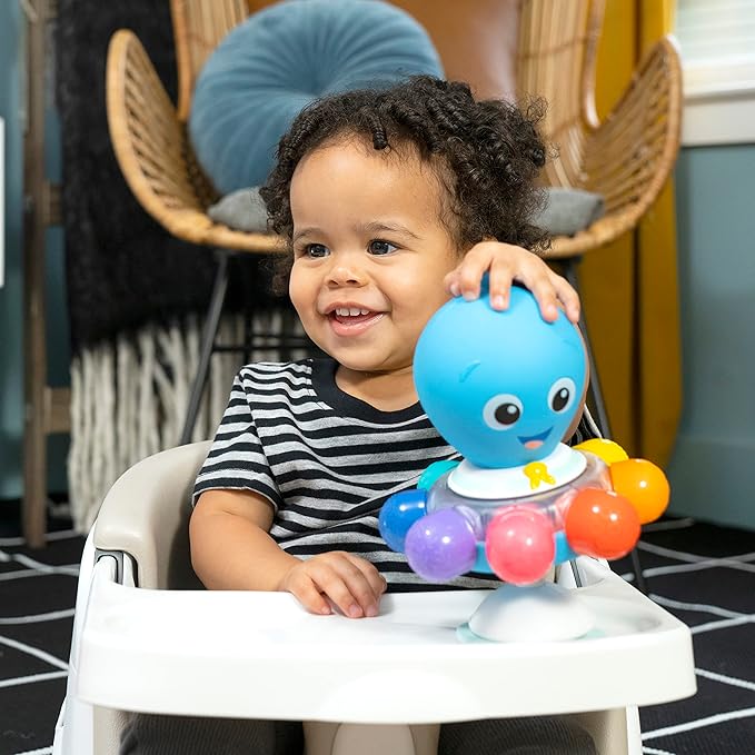 Baby Einstein Ocean Explorers Opus Spin & Sea Suction Toy for Highchair, Lights & Vibrant Colors, Ages 3 Months and up