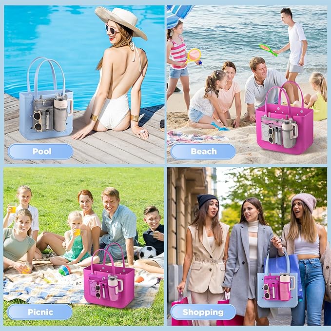 OUTXE Organizer Holder for Bogg Simple Modern Bag Accessories, Cup Phone Holder compatible with Stanley, Univesal Storage Mesh Divider Organizing Insert Pouch for Medium Bog Beach Rubber Tote
