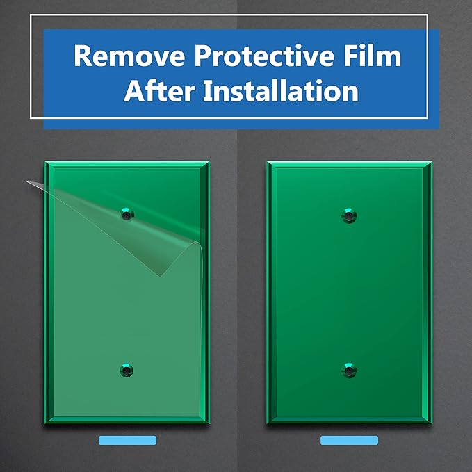 LIDER Reflective Acrylic Blank Wall Plate, Mirrored Blank Device Cover, Plexiglass Wall Plate, Acrylic Glass, Oversized 1-Gang 5.25" x 3.44", LWP-01O-AGR5P, Green, 5 Pack