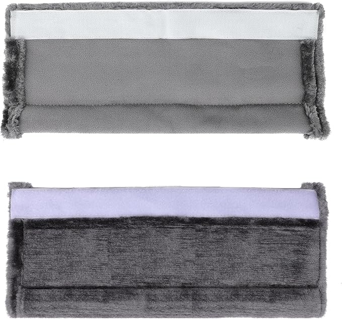 Amooca Soft Faux Fur Universal Fit Seatbelt Cover Car Truck SUV Airplane Seat Belt Shoulder Pad for Carmera Backpack Straps Neck Cushion Protector Extra Long 15.7in Dark Gray