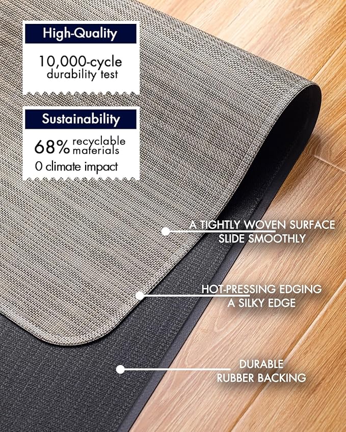 Baroyal Office Chair Mat for Hardwood Floor Under Desk Computer Rolling Chair Mat for Wood/Tile Floor Non-Slip Heavy Duty Desk Rug PVC Plastic Hard Floor Protector 45"x 53" (Soapstone)