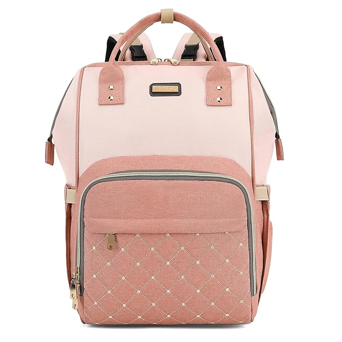 Diaper Bag Backpack, Diaper Bags for Baby Girls Boys, Baby Bags for Moms Dads, Nappy Changing Bag with Insulated Pockets,Multi-functional Waterproof Backpack with Stroller straps -Pink light pink
