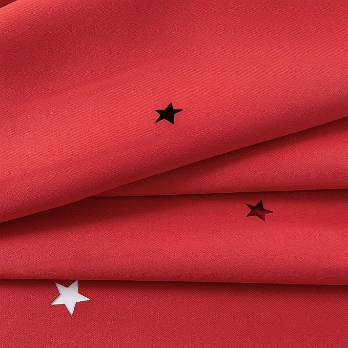 XiDi Black Out Curtains for Bedroom Windows, Girls Room Decor, Unicorn Design for Kids, Living Room - 63 Inches Long 52 Inches Wide, 2 Panel Set, Red