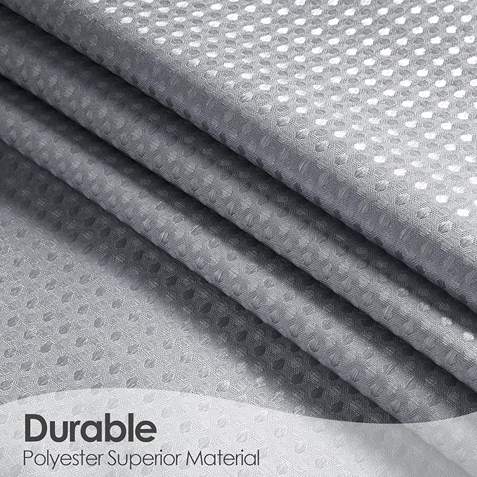 MitoVilla Extra Long Shower Curtain 72 x 84, Grey Ombre 84 inch XL Waffle Fabric Shower Curtains for Modern Luxury Bathroom Decor, Waffle Weave Textured 180GSM Weighted Shower Curtain 84 inch