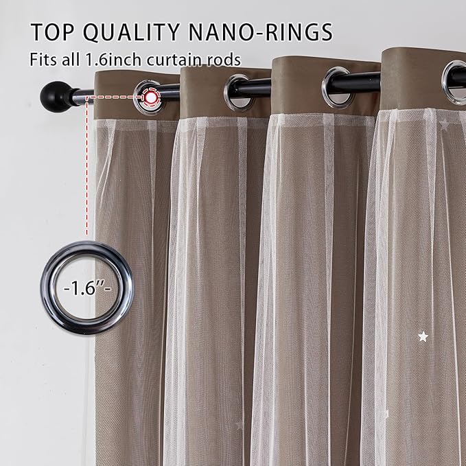 XiDi Black Out Curtains for Girls Bedroom Decor, Unicorn Curtains for Kids Room, Blackout Curtains for Living Room 72 inchs Long 52 inches Wide 2 Panel Brown