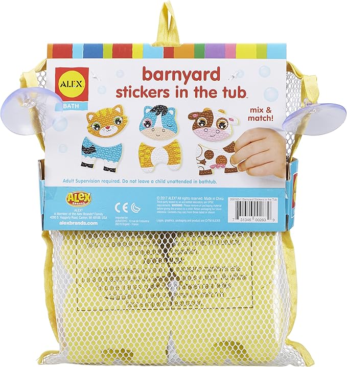 Alex 200103-1 Bath Barnyard Stickers in The Tub, Multicolor Kids Bath Activity