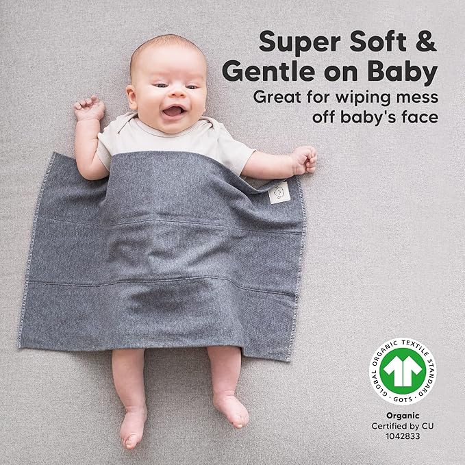 Organic Burp Cloths Baby Boy, Girl - 6-Pack Large 100% Cotton Burping Cloths for Babies, Spit Up Rags, Super Absorbent, Ultra Soft Newborn Rag, Gender Neutral, Machine Washable, Durable (Neutrals)