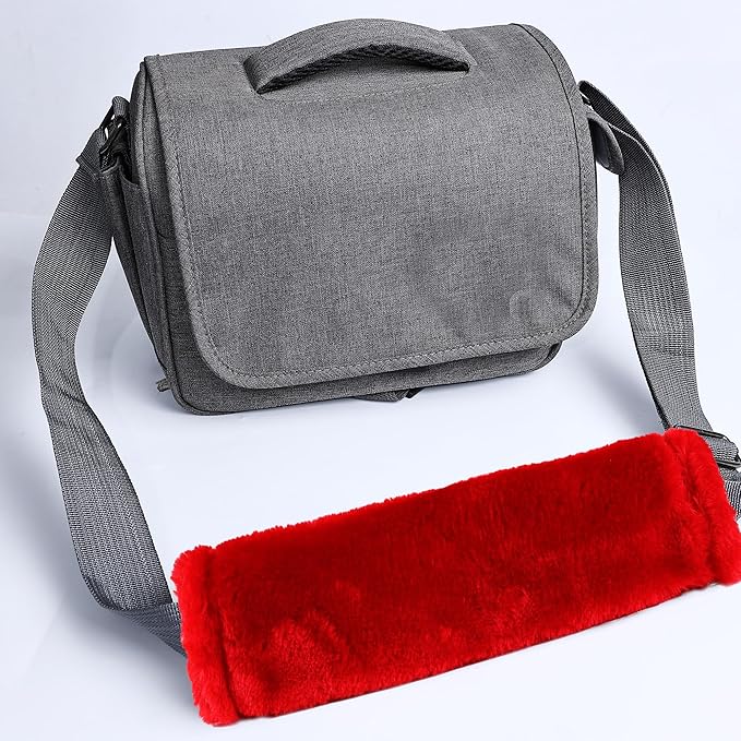 MOONET 2 Packs Car Seatbelt Covers Shoulder Pad for More Comfortable Driving, Universal Seat Belt Cover for Handbag Camera Backpack Straps, Soft Faux Sheepskin Wool Seat Belt Cushion (Red)