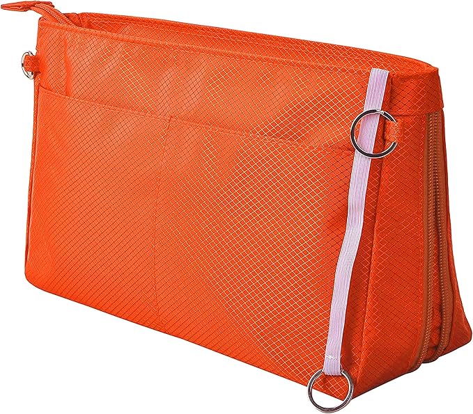 Vercord Expandable Nylon Handbag Purse Organizer Insert Liner Shaper Bag in Bag Orange Large