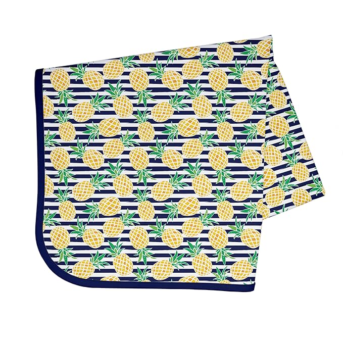 BapronBaby Summer Stripes Pineapple Splash Mat - Waterproof Catch-All for Under High Chairs, Floors, Tables, Playtime or Arts & Crafts - Machine Washable - 45" x 45”
