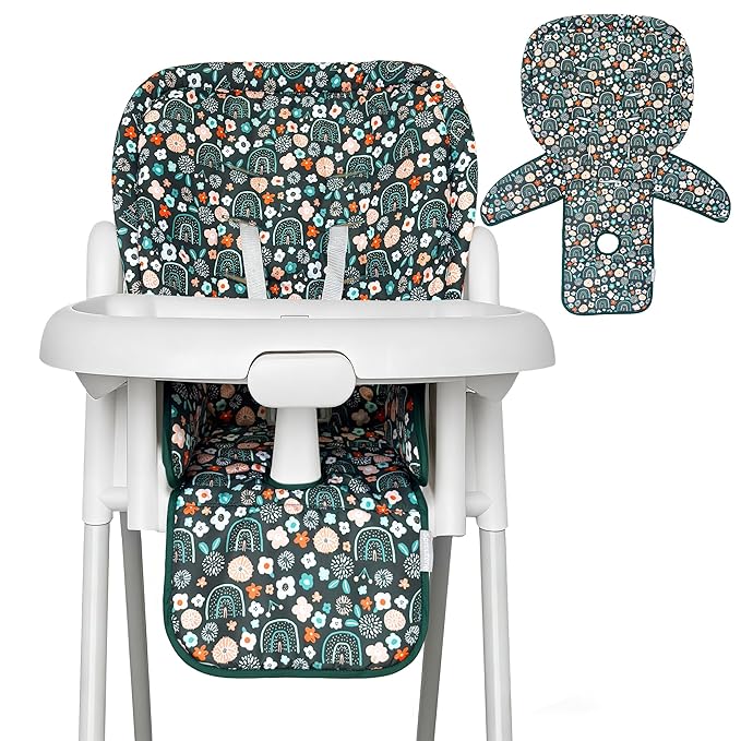 Baby High Chair Cover, Machine Washable High Chair Cushion Pad, Waterproof & Soft, Fits 3-5 Point Harness Chairs, High Chair Replacement Cover for Home & Restaurant Use Green