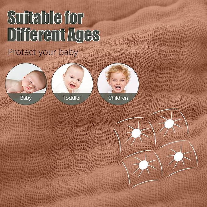 Spotted Play 2 Pack Hooded Baby Towels - 100% Muslin Cotton for Newborns, Infants, Toddlers - Large 32x32 Inch Size - Highly Absorbent and Essential for Newborn Care, Light Bean Paste