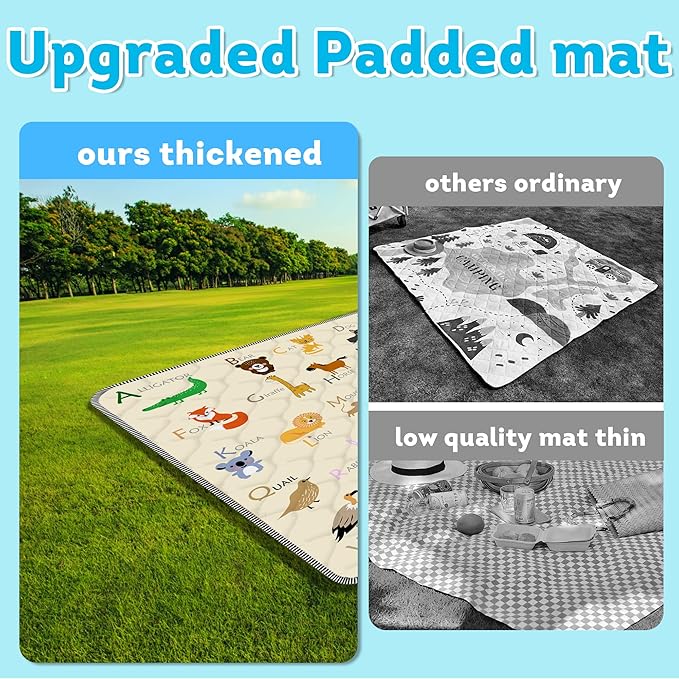 Baby Play Mat，Thick Soft 50" X 50" Playpen mat, Non-Slip and Machine Washable Baby Play Mats for Floor，Crawling Mat for Babies, Toddlers & Infants to Play and Learn (Beige Animal, 50" X 50")