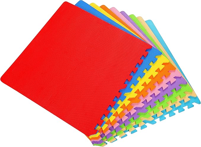 BalanceFrom Foam Floor Tiles for Kids - Non-Toxic Comfortable Baby Play Mat and Interlocking Foam Tiles for Crawling & Development, Soft Play Mat for Babies, 36 Tiles Cover 36 SQ SF