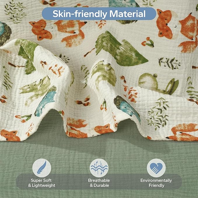 SERAPHY 100% Muslin Cotton Car Seat Cover Baby, 2 Pack Universal Carseat Covers Baby Boy Girl, Breathable Car Seat Canopy, Soft Infant Car Seat Cover for Summer and Winter—2 Pcs Green&Forest