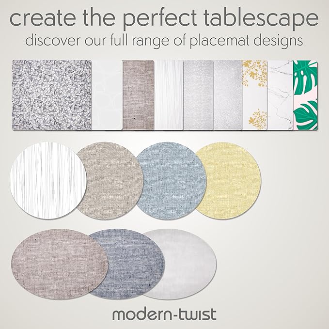 Modern Twist Placemat 100% Food-Grade Silicone, Oval, Waterproof and Reusable, Linen – Straw