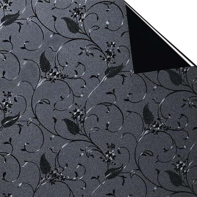 Niviy Static Cling Total Blackout Non-Adhesive Window Film Black Out Windows Covers Bathroom Door Glass Decoration Window Film Privacy Covering (Black, 29.5"x 157.4")