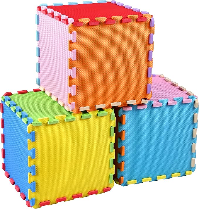 BalanceFrom Foam Floor Tiles for Kids - Non-Toxic Comfortable Baby Play Mat and Interlocking Foam Tiles for Crawling & Development, Soft Play Mat for Babies, 36 Tiles Cover 36 SQ SF