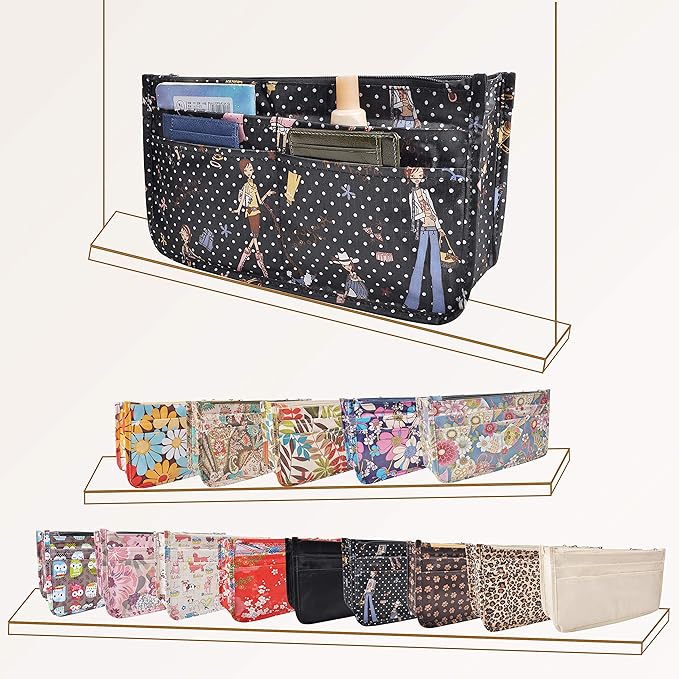 Vercord Patterned Purse Handbag Tote Pocketbook Bag Organizer Insert with Zipper Handle for Women Medium Beauty