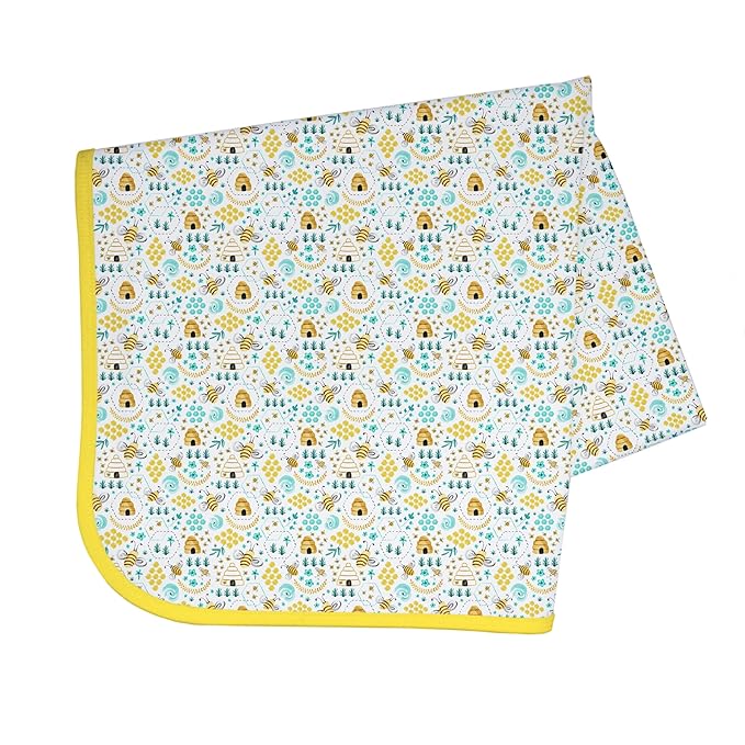 BapronBaby Busy Bees Splash Mat - Waterproof Catch-All for Under High Chairs, Floors, Tables, Playtime or Arts & Crafts - Machine Washable - 45" x 45”