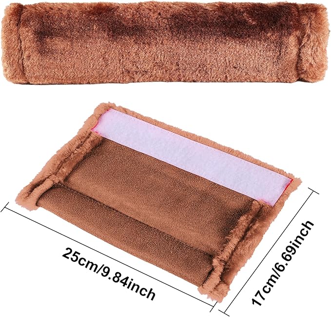 MOONET 2 Packs Car Seatbelt Covers Shoulder Pad for More Comfortable Driving, Universal Seat Belt Cover for Handbag Camera Backpack Straps, Soft Faux Sheepskin Wool Seat Belt Cushion (Brown)