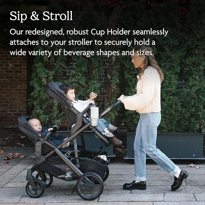 UPPAbaby Cup Holder for Vista, Cruz, Minu Strollers - Quick, Intuitive Attachment + Removal - Securely Holds Various Size Beverages - BPA Free + Dishwasher Safe - Folds Attached
