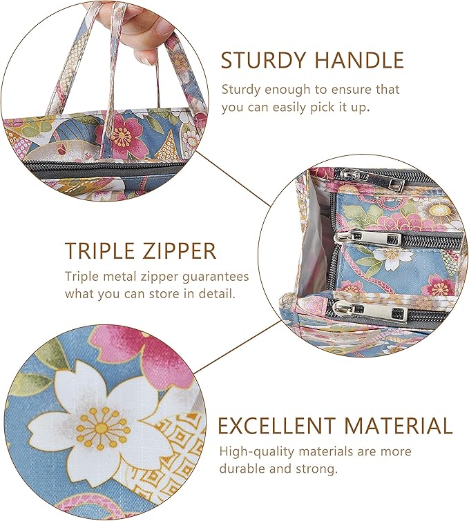 Vercord Patterned Purse Handbag Tote Pocketbook Bag Organizer Insert with Zipper Handle for Women Large Happy Flower