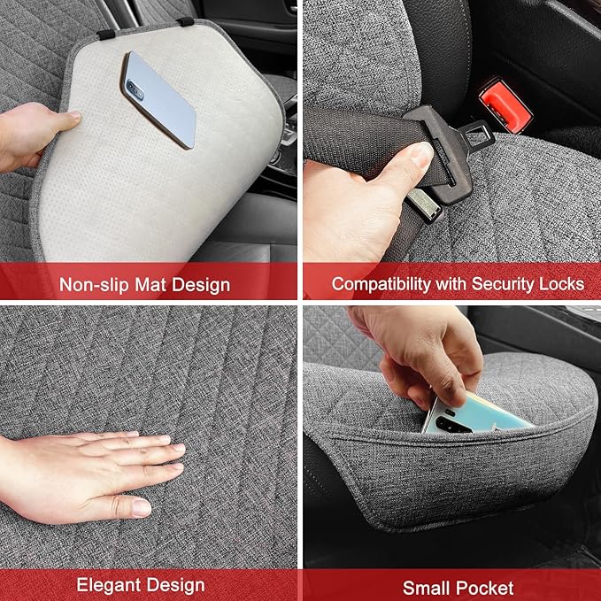 Linen Car Seat Covers Front Seat Covers Breathable Cloth Fabric Car Seat Protector - Universal Fit for Cars, Vans, SUVs, Trucks - 2 Units - Gray