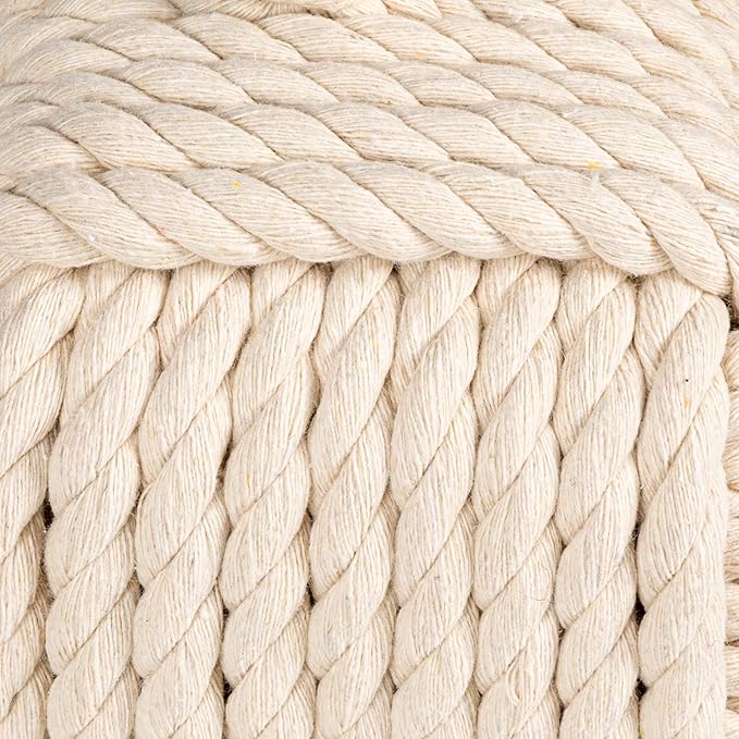 Creative Co-Op Nautical Rope Knot Decorative Cotton Door Stop, White