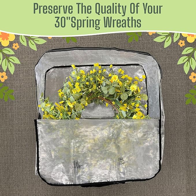 VENO 4 Pack Clear Moving Bags, Fits 30" Wreath & Storage Totes, Heavy Duty Packing Bags with Handles for Clothes & Bedding