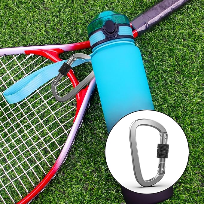 XIECHANEE Premium Aluminum D Ring 4" Locking Carabiner Clips with Screw Gate, Set of 4, Lightweight & Durable for Hiking, Camping, Hammock, Dog Leash Harness, Keychains