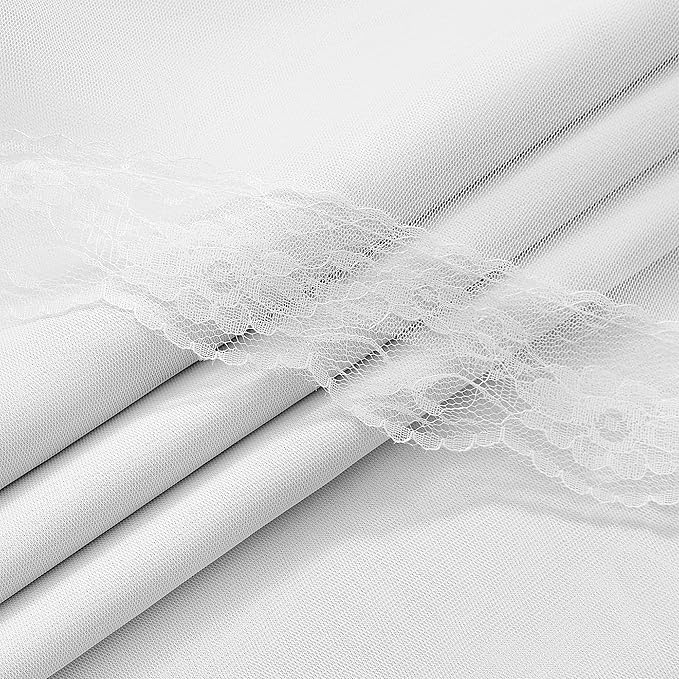 XiDi White Blackout Curtains with Sheer Overlay for Bedroom 63 Inches Long 2 Panels 100% Black Out Double Layer Curtains Thermal Insulated Room Darkening Grommet Short Drapes Greyish White 52W x 63L