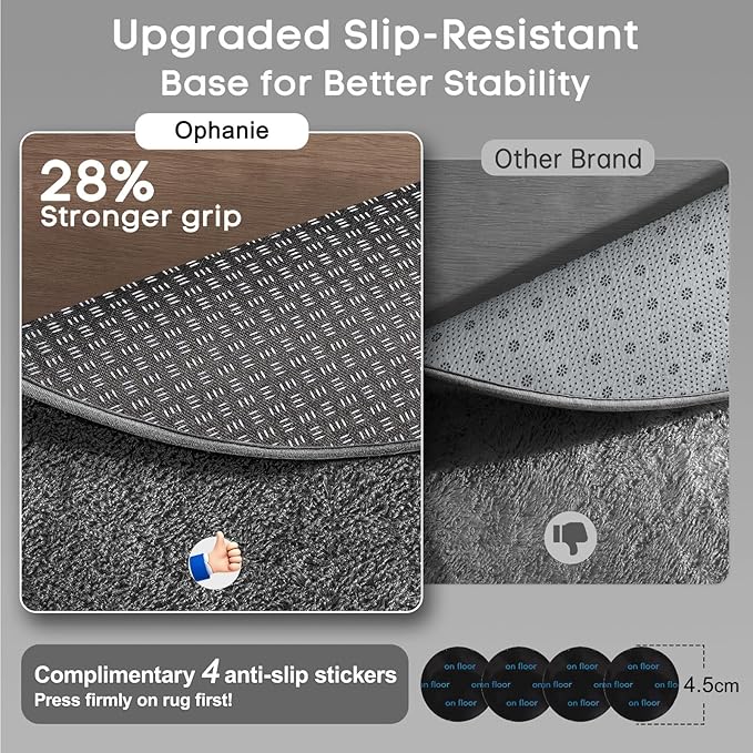 Ophanie Area Rugs for Bedroom Living Room,Color 1- Grey,Size 5',Shape Round