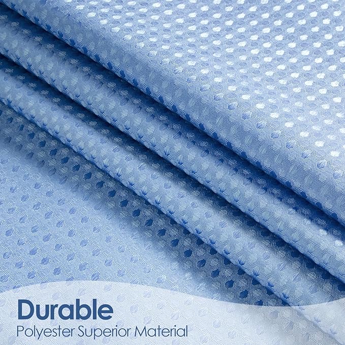 MitoVilla Blue Ombre Waffle Fabric Shower Curtain, Light Blue Waffle Weave Textured Shower Curtains for Luxury Bathroom Decor, Modern Weighted Bathroom Shower Curtain, 72 x 72